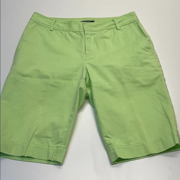 CHAPS Womens 4P Light Green Cotton Bermuda Shorts - Picture 1 of 3
